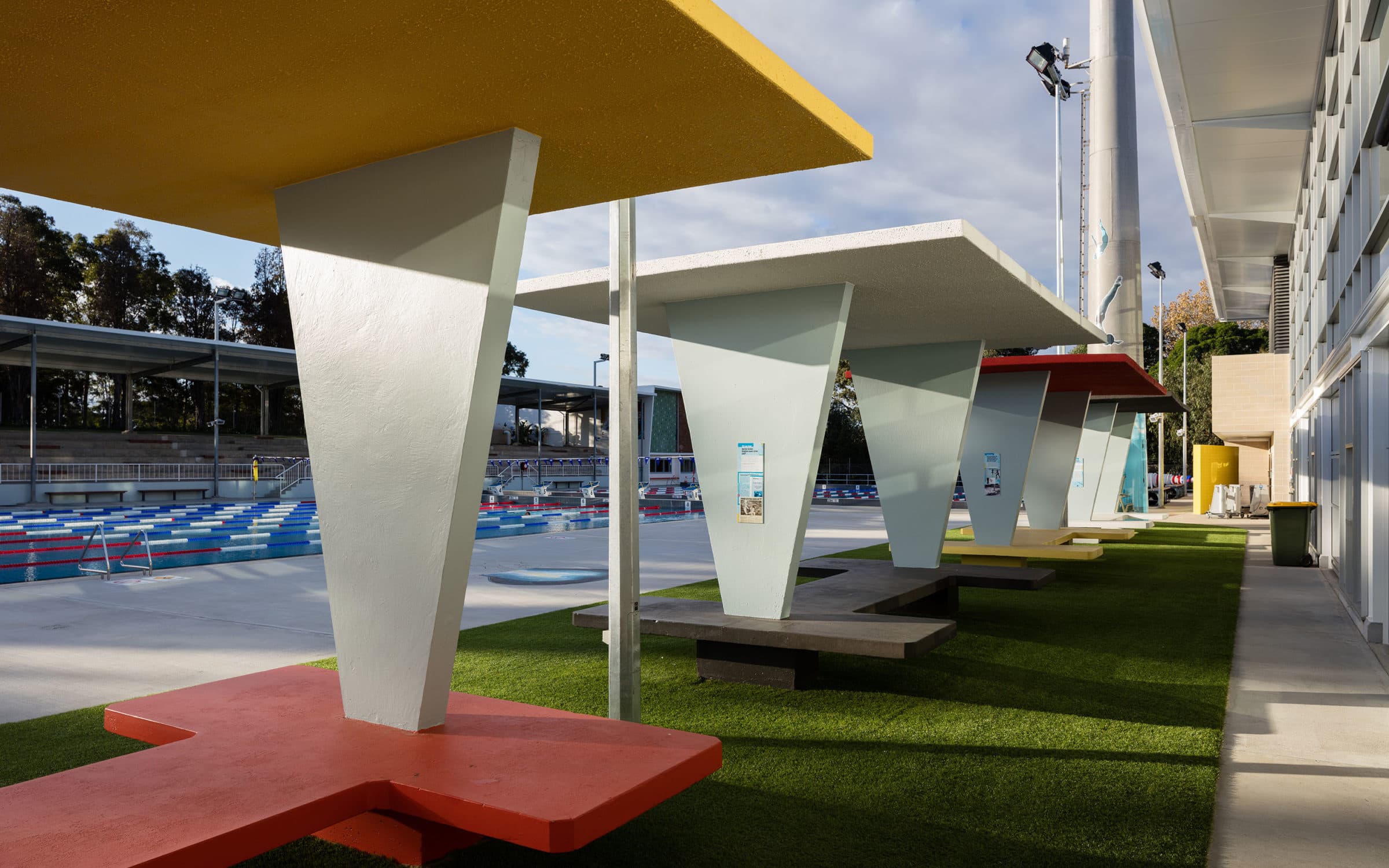 Ample shaded spaces for poolside relaxation